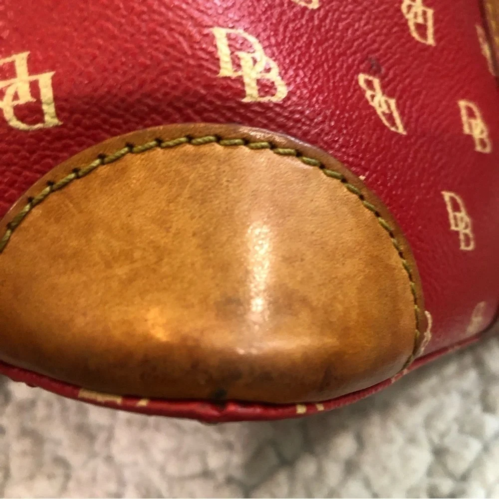 DOONEY & Bourke red leather satchel with DB logo detachable shoulder strap